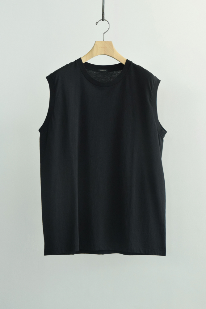 comoli コモリ コットンジャージ　ノースリーブ　3 フェードブラック COMOLI (コモリ) コットンジャージ ノースリーブ [BLACK]